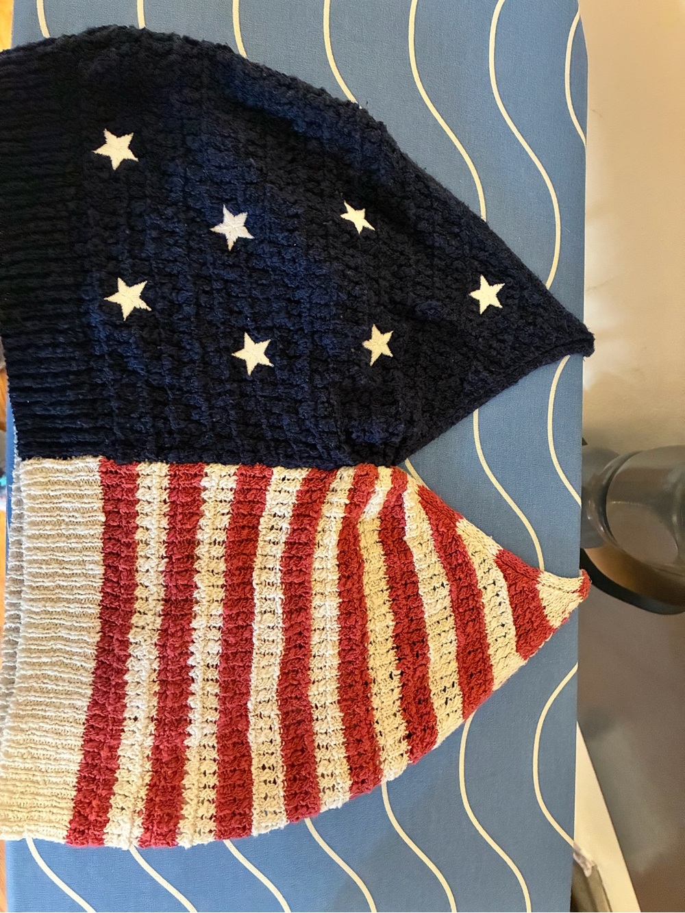 American Flag Knit Women's crop top - Navy, Red & Cream
